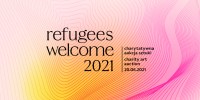 Identyfikacja wizualna Aukcji Sztuki Refugees Welcome 2021. Projekt: Deal Design Studio